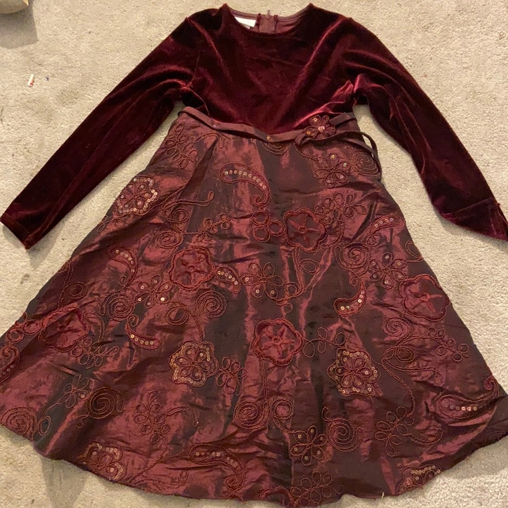 Little girls Christmas velvet top dress